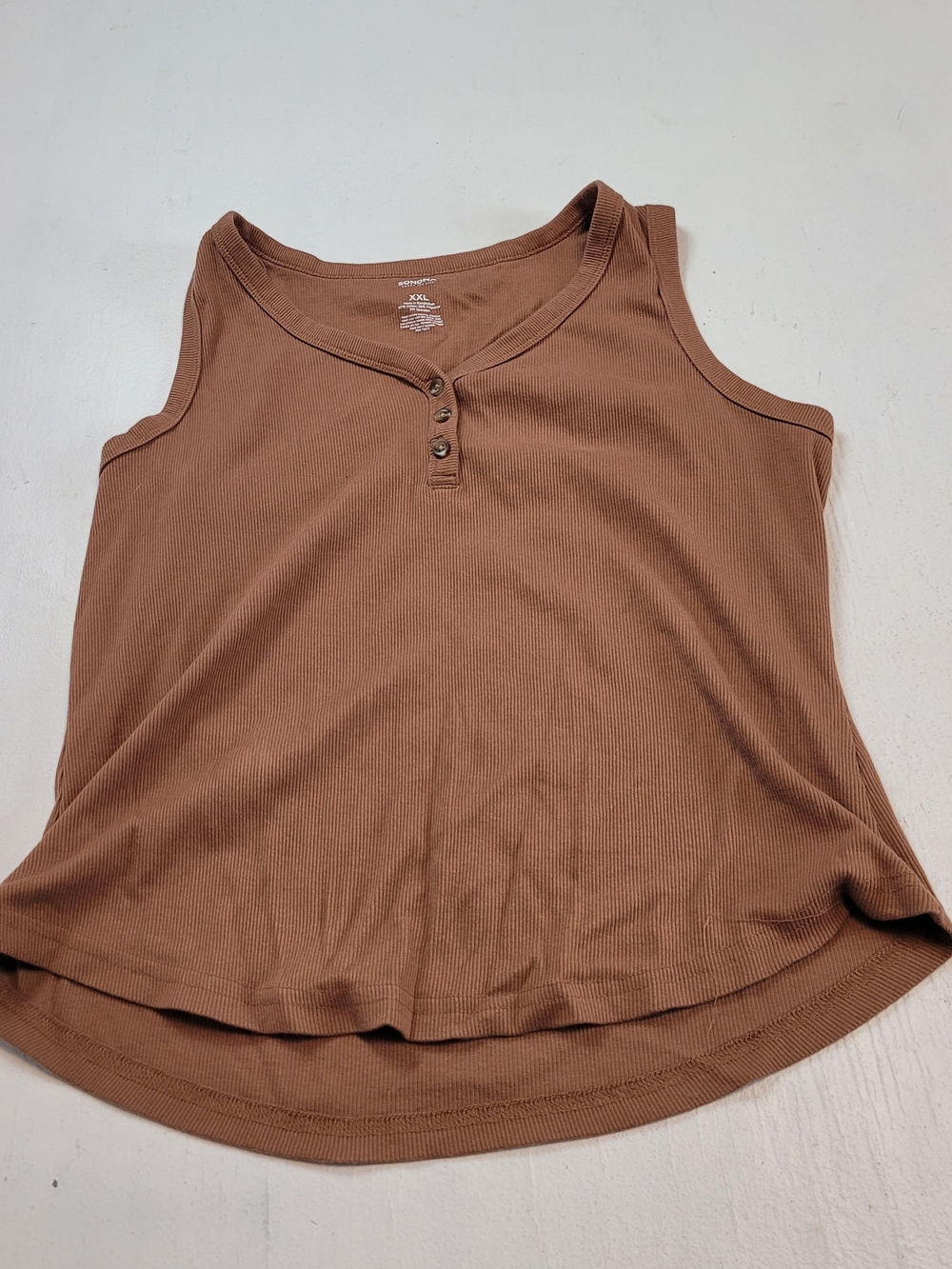 Sonoma Brown Ribbed Henley Tank Top